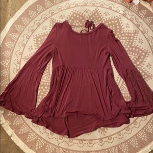 Bell sleeve open back top